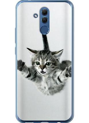 Чехол на huawei mate 20 lite летящий котёнок из силикона fch_0171357