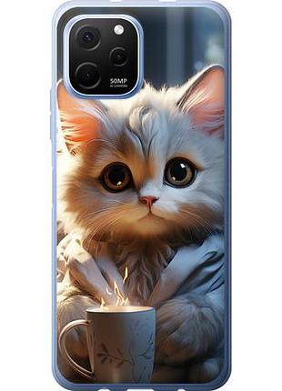 Чехол на huawei nova y61 white cat из силикона fch_0169345