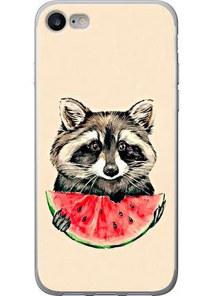 Чехол на iphone 7 енотик с арбузом из пластика fch_0163201
