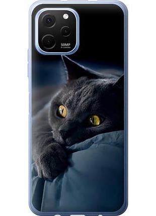 Чехол на huawei nova y61 дымчатый кот из силикона fch_0168464