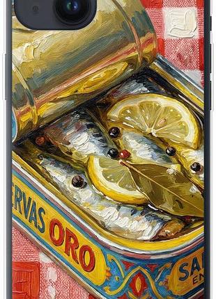 Чехол на iphone 14 plus vintage sardine tin phone из силикона fch_0160326