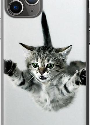 Чехол на iphone 11 pro летящий котёнок из пластика fch_0012214