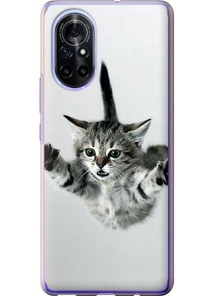 Чехол на huawei nova 8 летящий котёнок из силикона fch_0171345