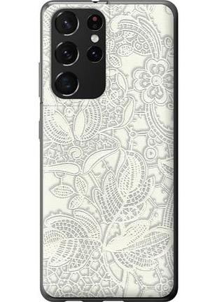 Чехол на samsung galaxy s21 ultra (5g) белое кружево из пластика fch_0070199