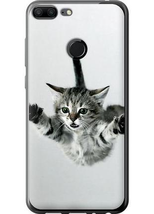 Чехол на huawei honor 9 lite летящий котёнок из пластика fch_0171352