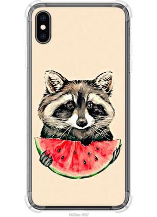 Чехол на iphone xs max енотик с арбузом из силикона fch_0163296