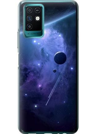 Чехол на infinix note 10 планеты в синем космосе из силикона fch_0170847