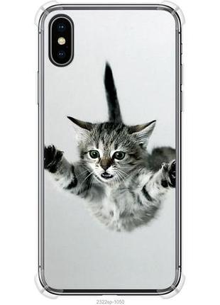 Чехол на iphone x летящий котёнок из силикона fch_0171417