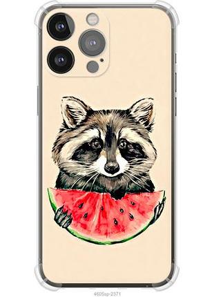 Чехол на iphone 13 pro max енотик с арбузом из силикона fch_0163219