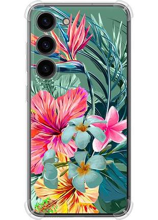 Чехол на samsung galaxy s23 тропические цветы из силикона fch_0169706