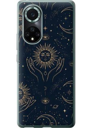 Чехол на huawei nova 9 pro celestial harmony: sun & moon gold mystic pattern из силикона fch_0169164