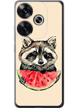 Чехол на xiaomi poco f6 енотик с арбузом из силикона fch_0163300