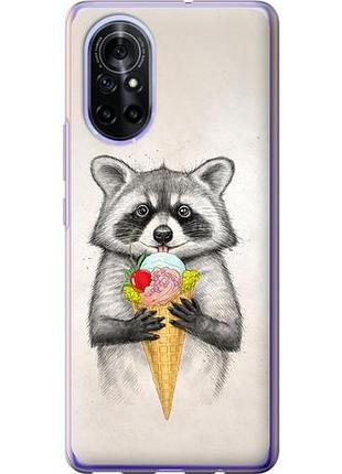 Чехол на huawei nova 8 енотик с мороженым из силикона fch_0171163