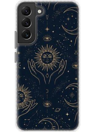Чехол на samsung galaxy s22 plus celestial harmony: sun & moon gold mystic pattern bumper fch_0169168