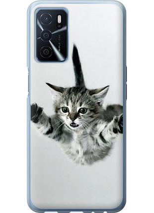 Чехол на oppo a54s летящий котёнок из силикона fch_0171384