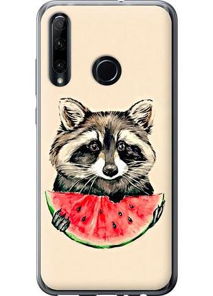 Чехол на huawei honor 10i енотик с арбузом из силикона fch_0170200