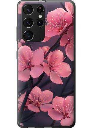 Чехол на samsung galaxy s21 ultra (5g) пурпурная сакура из силикона fch_0168435
