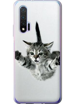 Чехол на huawei nova 6 летящий котёнок из силикона fch_0171344