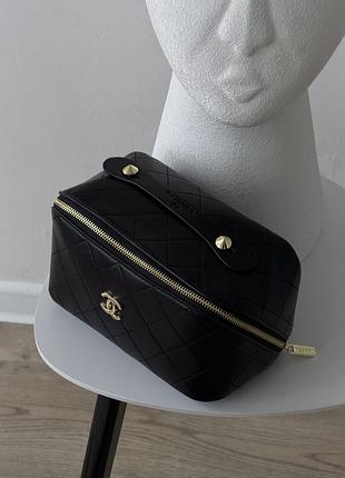 Женская косметичка chanel черное золото