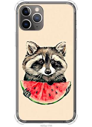Чехол на iphone 11 pro енотик с арбузом из силикона fch_0163305