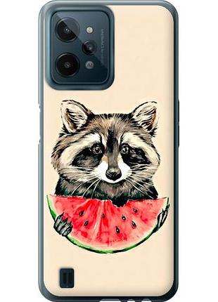Чехол на realme c31 енотик с арбузом из силикона fch_0163187