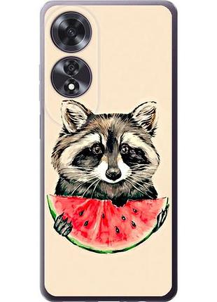 Чехол на oppo a60 4g енотик с арбузом из силикона fch_0163234