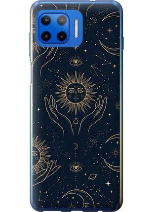 Чехол на motorola moto g plus celestial harmony: sun & moon gold mystic pattern из силикона fch_0169165