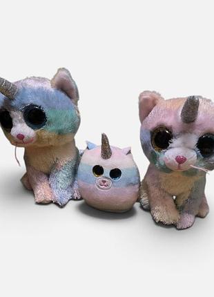 Набір: м'яка іграшка ty хізер з рогом beanie boos, 15 см + squish-a-boos, 8,5 см