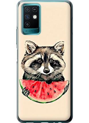 Чехол на infinix note 10 енотик с арбузом из силикона fch_0163196