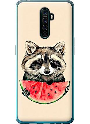 Чехол на oppo reno ace енотик с арбузом из пластика fch_0163208