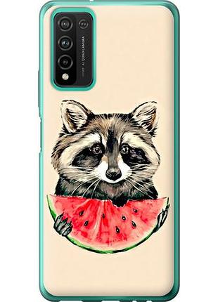 Чехол на huawei honor 10x lite енотик с арбузом из силикона fch_0170206