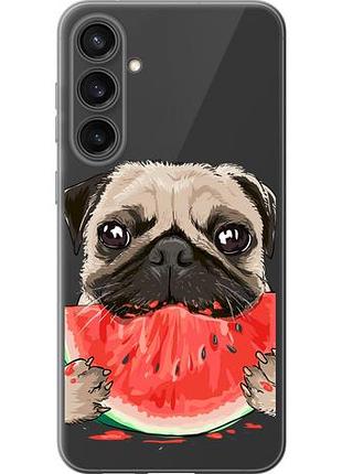 Чехол на samsung galaxy s23 fe мопс и арбуз из силикона fch_0171288