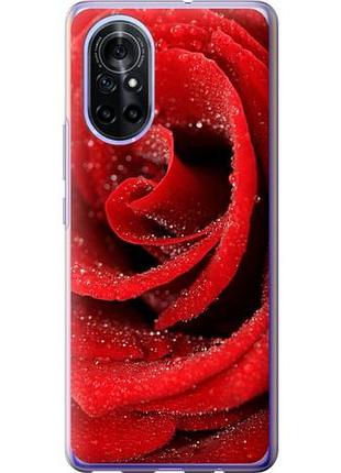 Чехол на huawei nova 8 красная роза из силикона fch_0169110