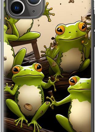 Чехол на iphone 11 pro жабки из пластика fch_0025984