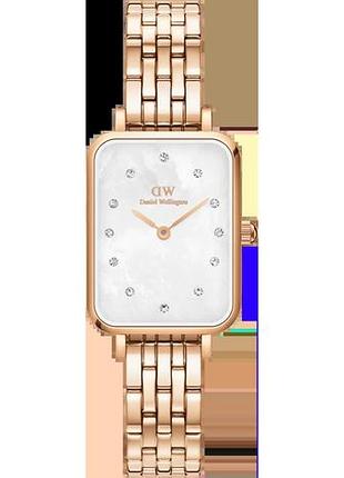 Годинник жіночий daniel wellington quadro lumine 5-link melrose dw00100620 сталевий корпус wr 30 м перламутровий циферблат