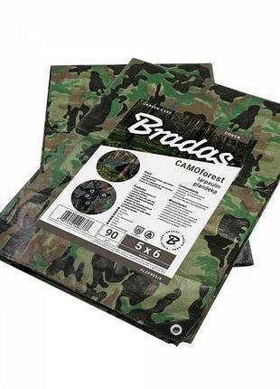 Тент 1,5х2,4м камуфляж 90гр/м2 camoforest, plcf901,5/2,4 тм bradas