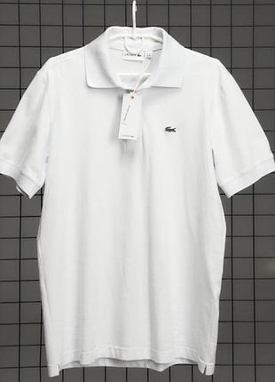 Чоловіче поло біле lacoste брендове повсякденне футболка з коміром тонка з бавовни стильна легка теніска для чоловіків лакоста