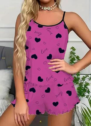 Женская очень красивая пижама в сердечки xl