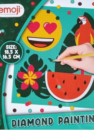 Алмазна мозаїка emoji diamond painting, набір для творчості, 18,5 × 16,5 см