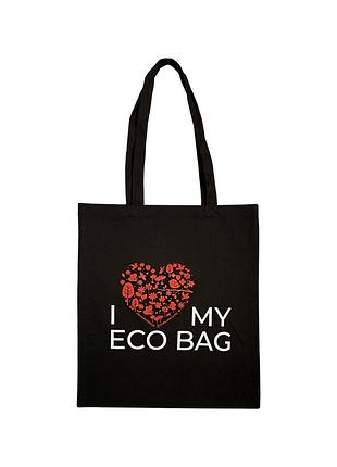 Екосумка чорна шопер i love my eco bag silk route a-1034