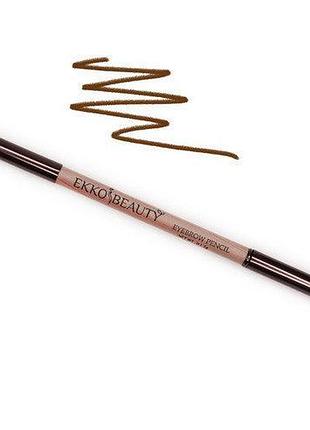 Олівець для брів ekko beauty x nikk mole medium brown із щіточкою