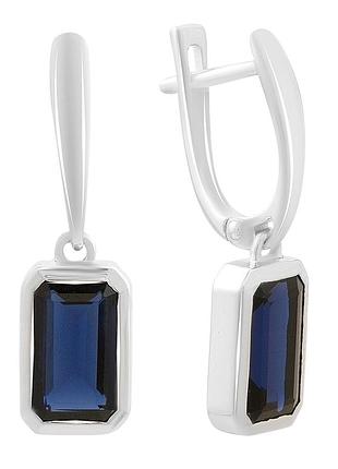 Серебряные серьги proba с сапфиром nano 3.65ct (2206002)