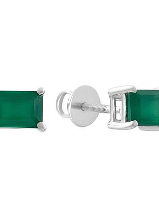 Срібні сережки proba з натуральним агатом 1.85ct (2206583)