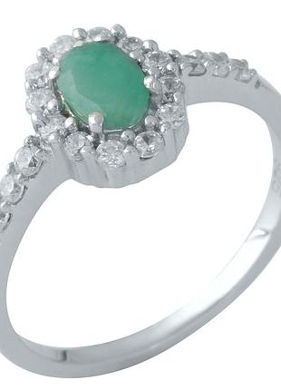 Серебряное кольцо proba с натуральным изумрудом 0.975ct, фианитами, вес изделия 1,96 гр (1962022) 17.5 размер