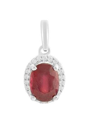 Серебряная подвеска proba с рубином 2.098ct, фианитами (2213185)