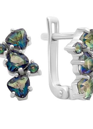 Срібні сережки proba з містик топазом 1.42ct (2212829)
