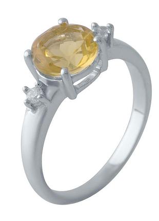 Серебряное кольцо proba с цитрином nano 1.848ct, фианитами, вес изделия 2,68 гр (2031925) 17.5 размер