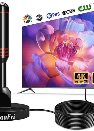 Телевізійна антена ridaafri кімнатна 360° hdtv 4k 1080p з кабелем 16,4 фута