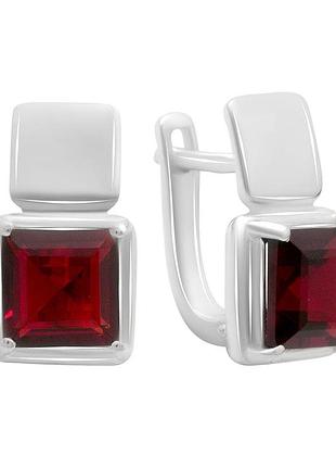 Серебряные серьги proba с искусственным гранатом nano 4.117ct (60002299)