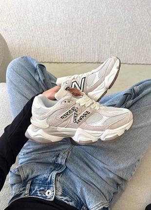 Женские бежевые кроссовки new balance 9060 beige leo х нью беланс 37